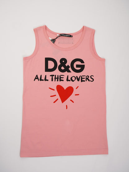 NEW Dolce Gabbana Pink Cotton Top XXS 'D&G ALL THE LOVE'