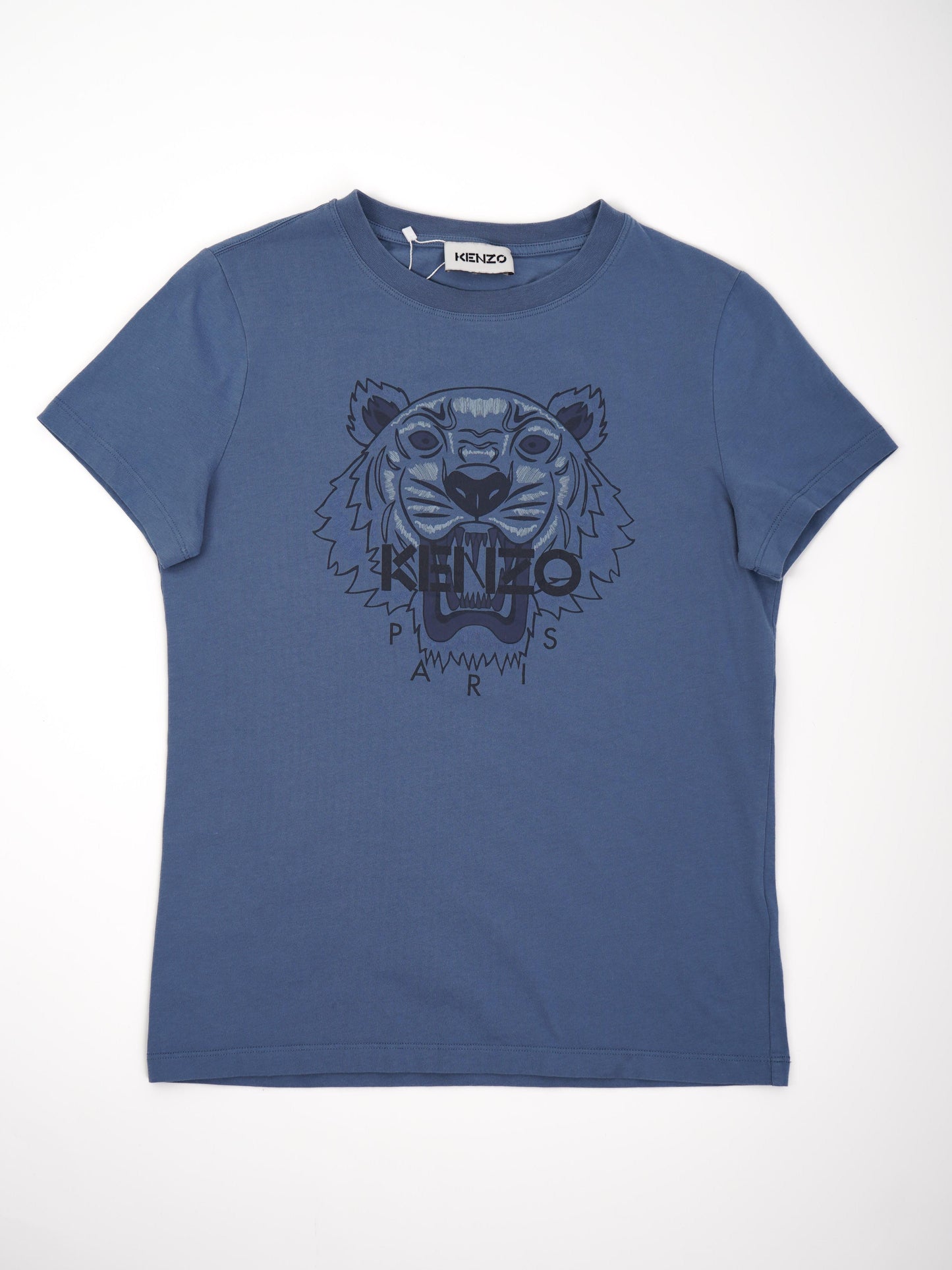 excellent kenzo blue t-shirt size s graphic tiger paris cotton