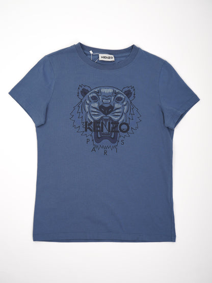 Excellent Kenzo Blue T-Shirt Size S Graphic Tiger Paris Cotton