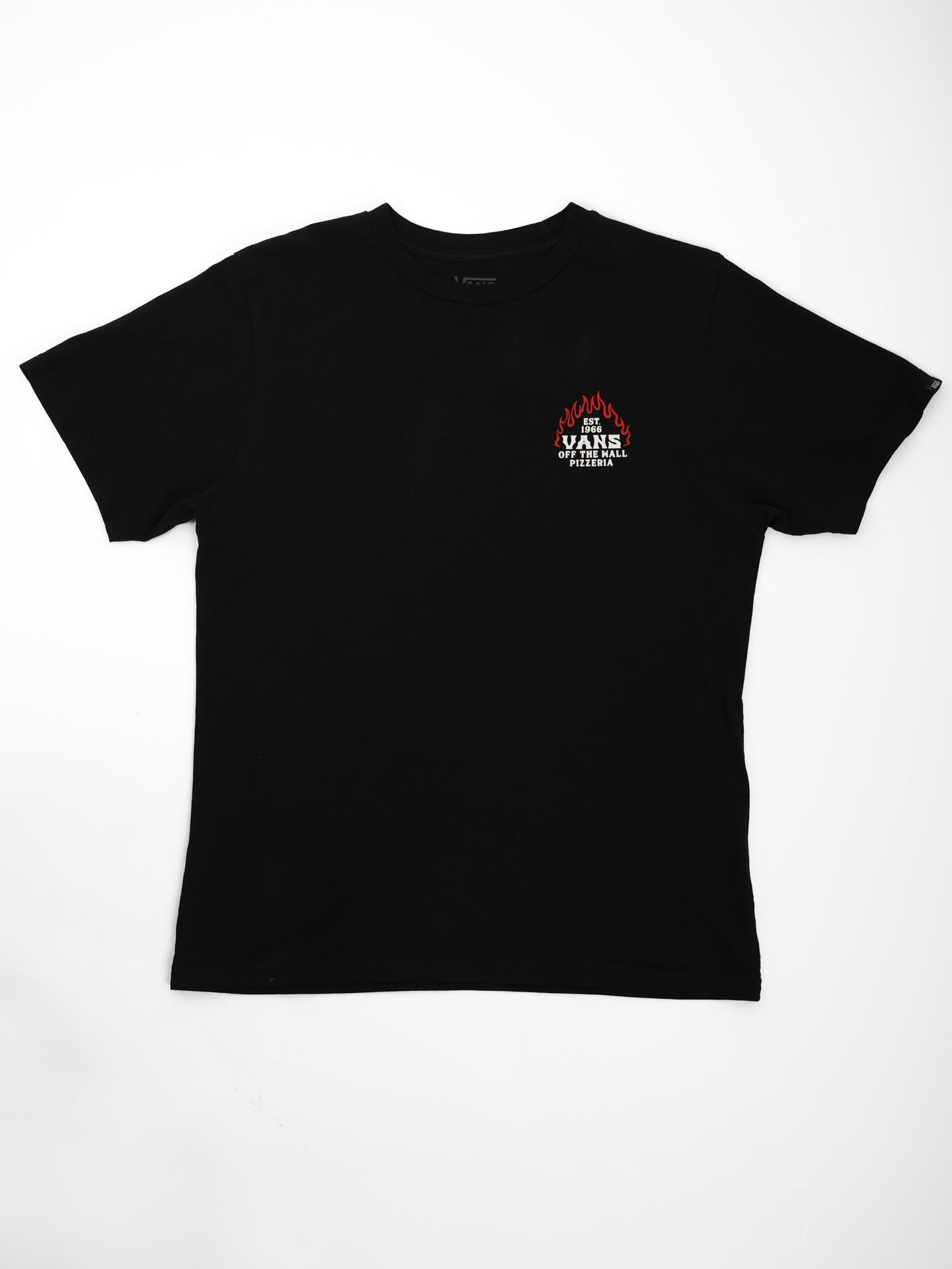 excellent vans kids t-shirt black size 14 off the wall pizzeria