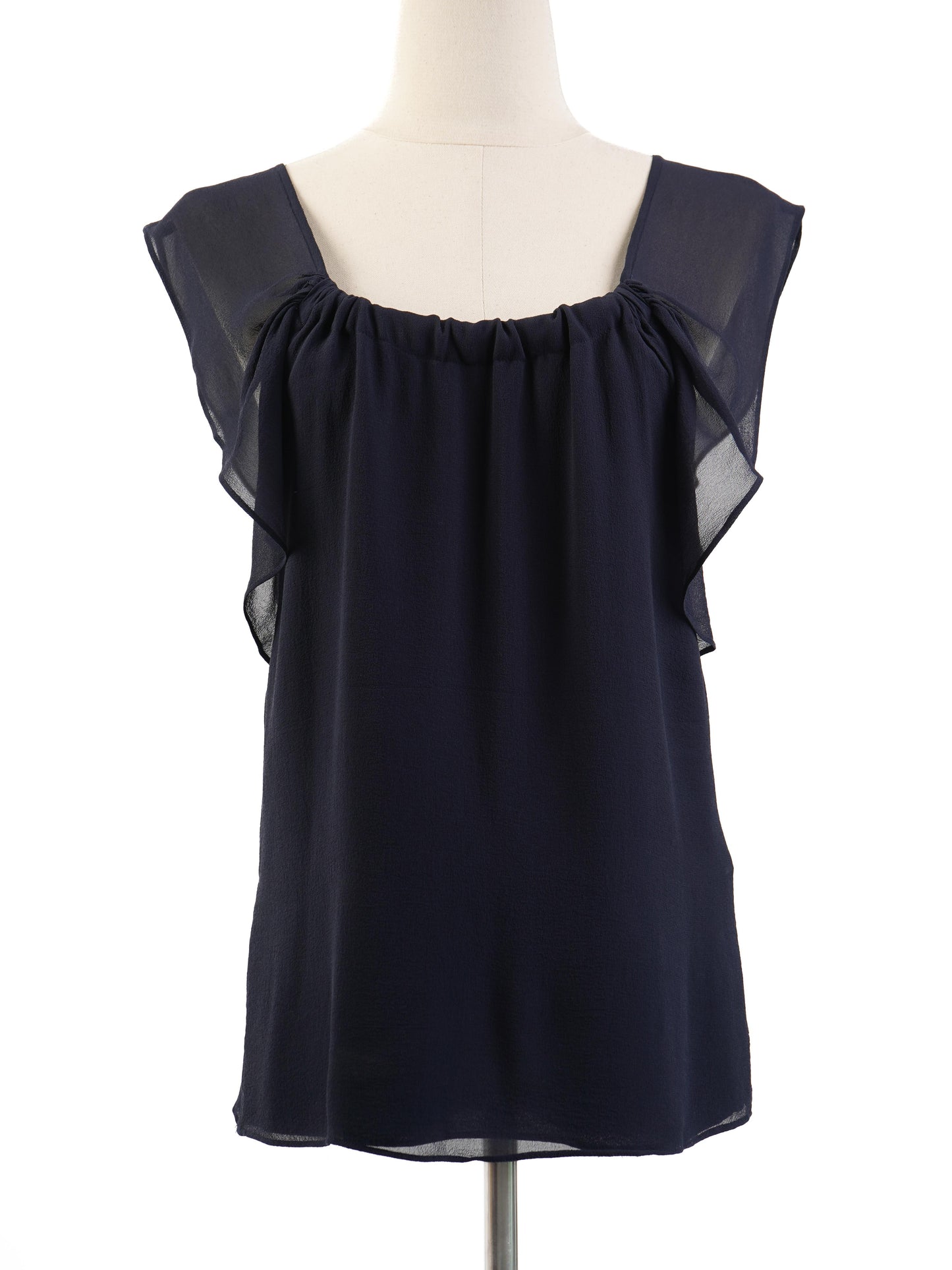 excellent armani exchange blue silk blouse size s with ruffles
