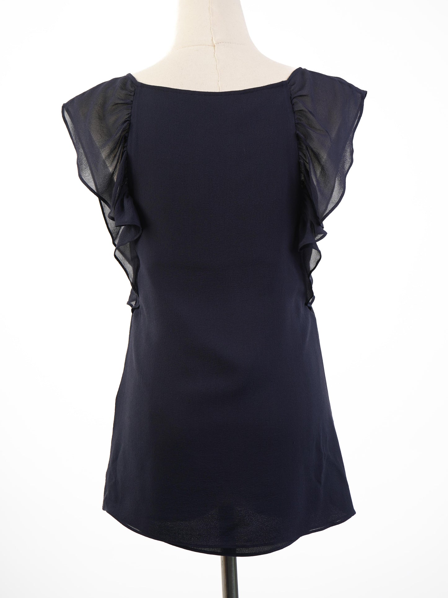 excellent armani exchange blue silk blouse size s with ruffles