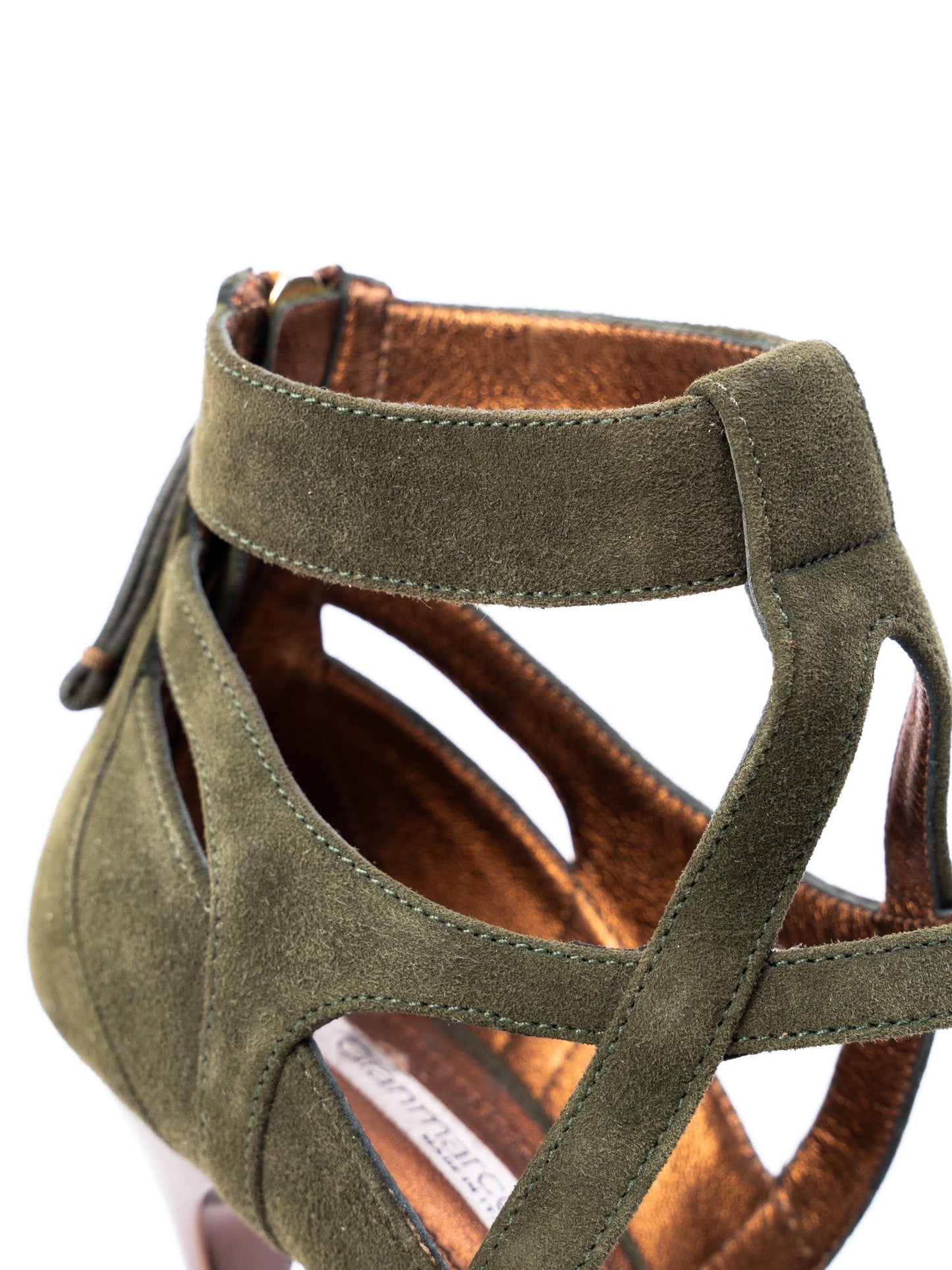 perfect gianmarco lorenzi green genuine suede high-heeled sandals size 36.5