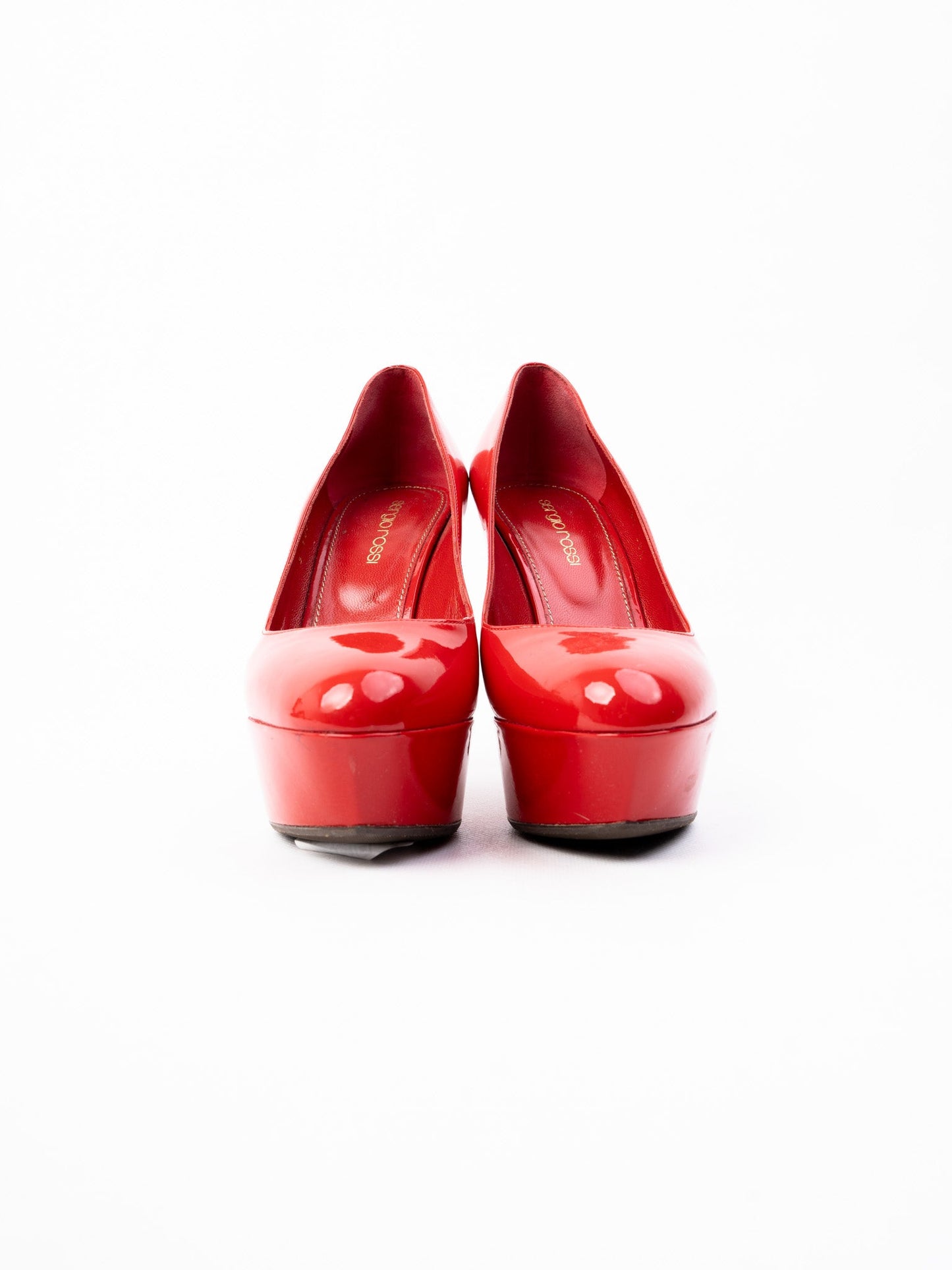 average condition sergio rossi red leather high-heeled shoes size 36.5