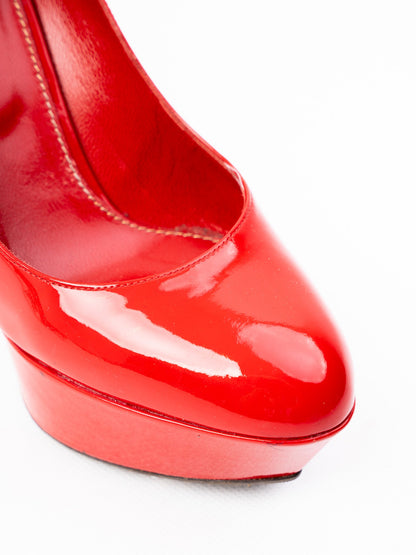 Average Condition Sergio Rossi Red Leather High-Heeled Shoes Size 36.5