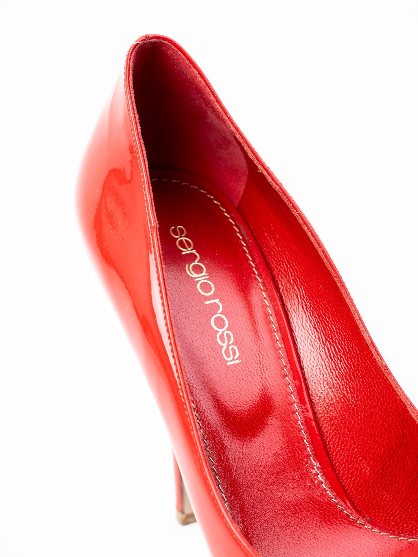 average condition sergio rossi red leather high-heeled shoes size 36.5