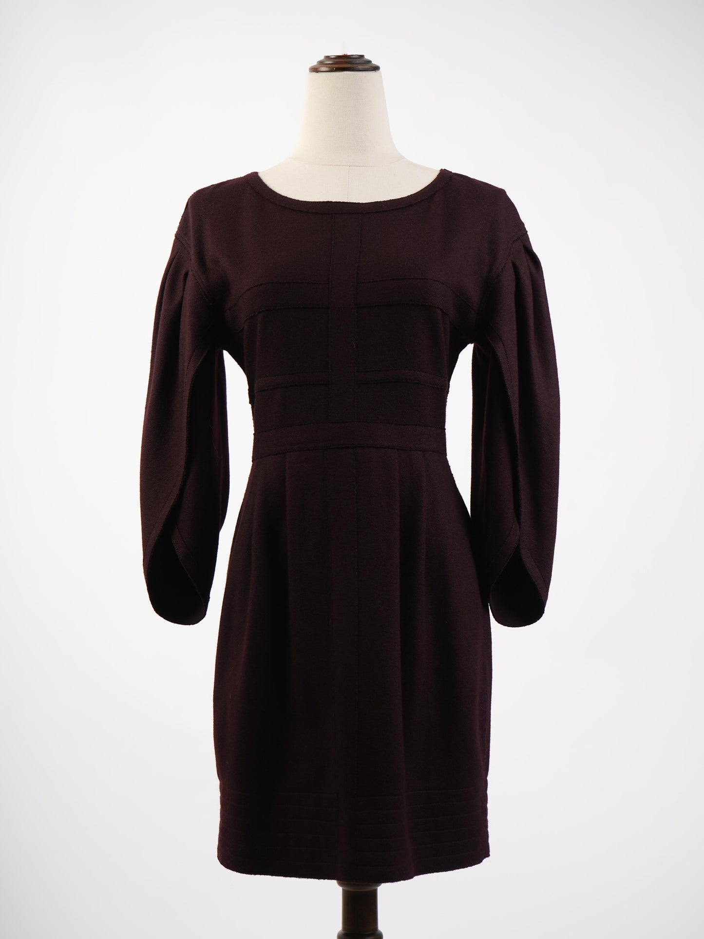 excellent fendi purple wool dress size m with long sleeves