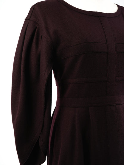 Excellent Fendi Purple Wool Dress Size M with Long Sleeves