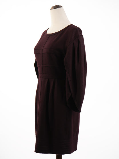Excellent Fendi Purple Wool Dress Size M with Long Sleeves