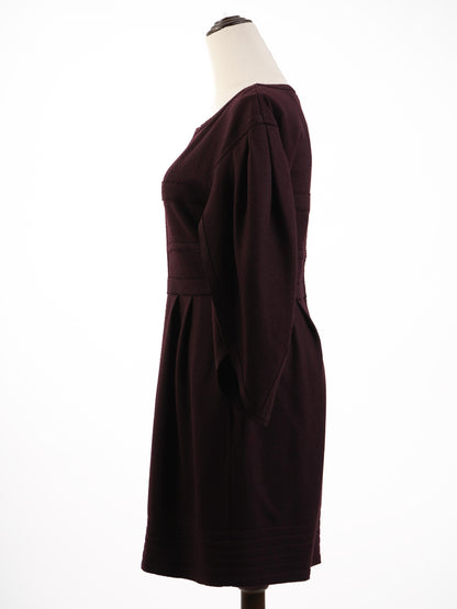 Excellent Fendi Purple Wool Dress Size M with Long Sleeves