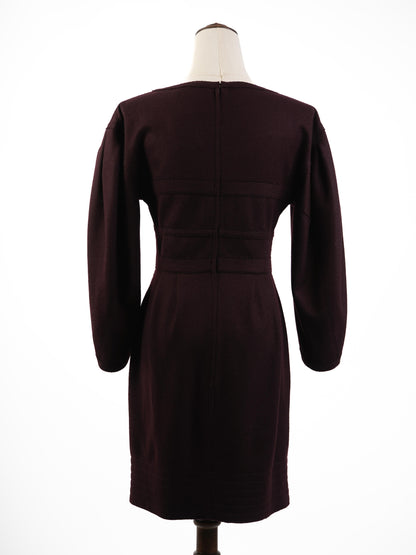 Excellent Fendi Purple Wool Dress Size M with Long Sleeves