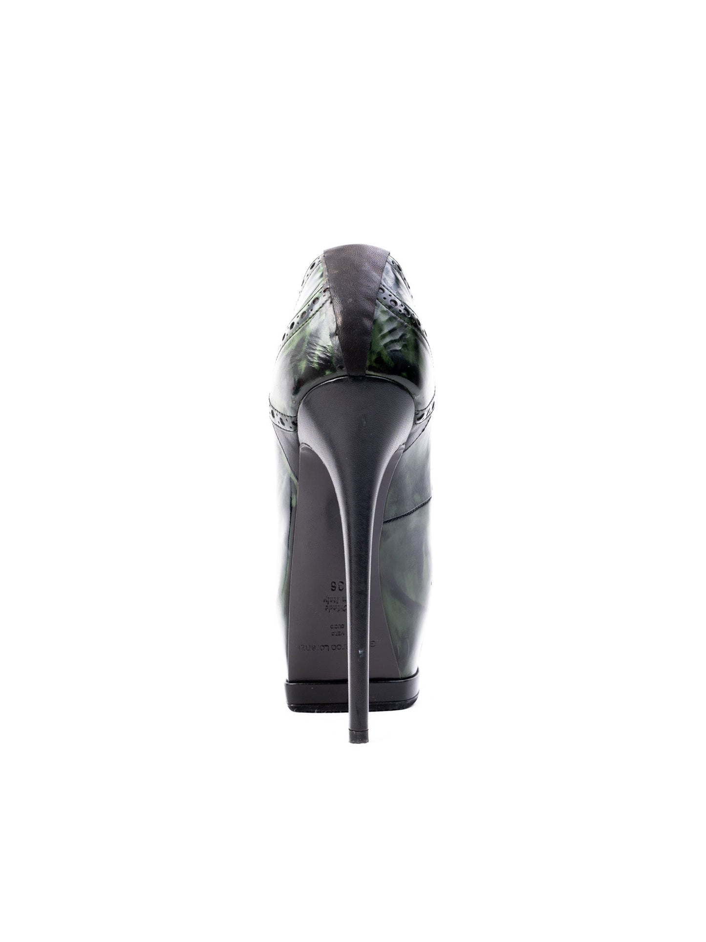 perfect gianmarco lorenzi green leather high-heeled shoes size 36