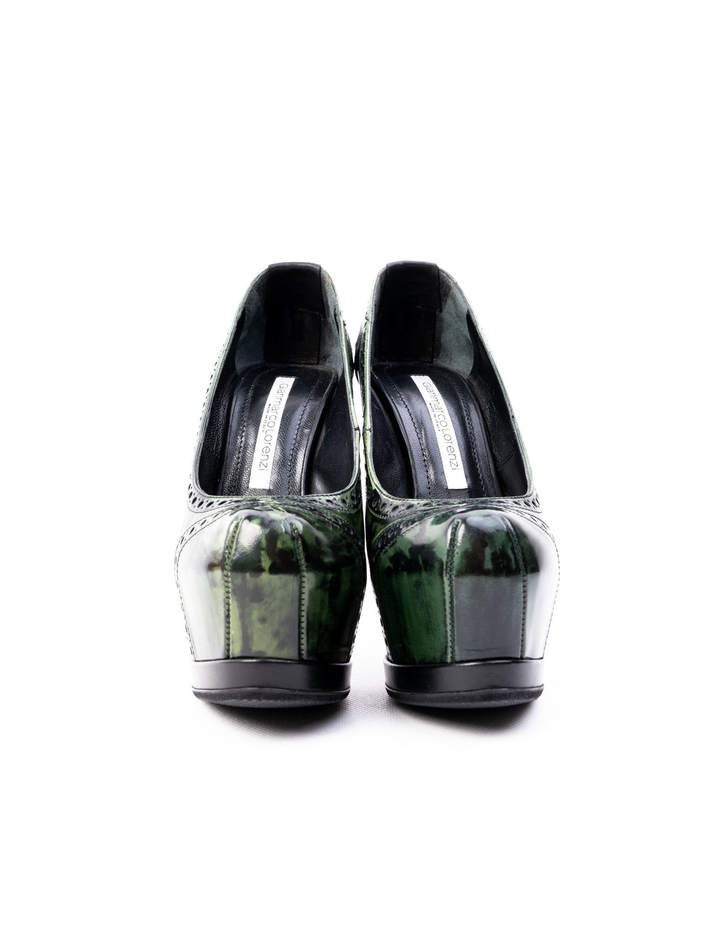 perfect gianmarco lorenzi green leather high-heeled shoes size 36