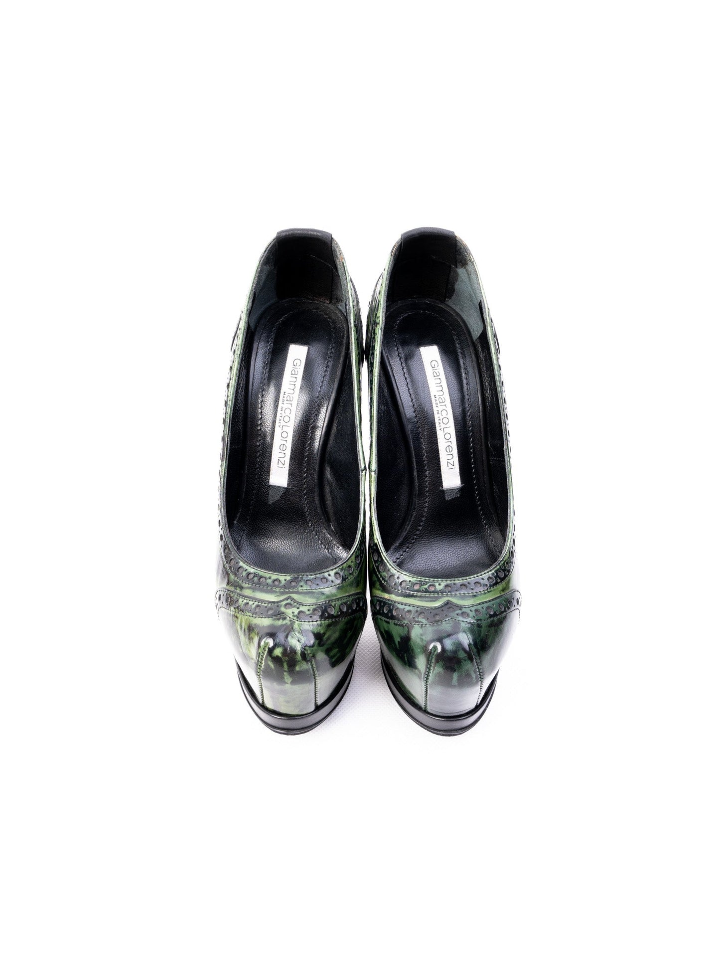 perfect gianmarco lorenzi green leather high-heeled shoes size 36