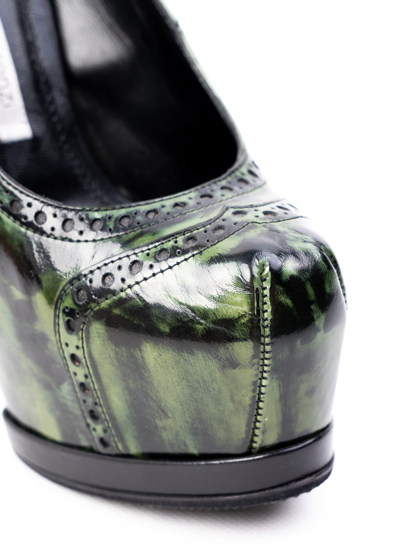 perfect gianmarco lorenzi green leather high-heeled shoes size 36