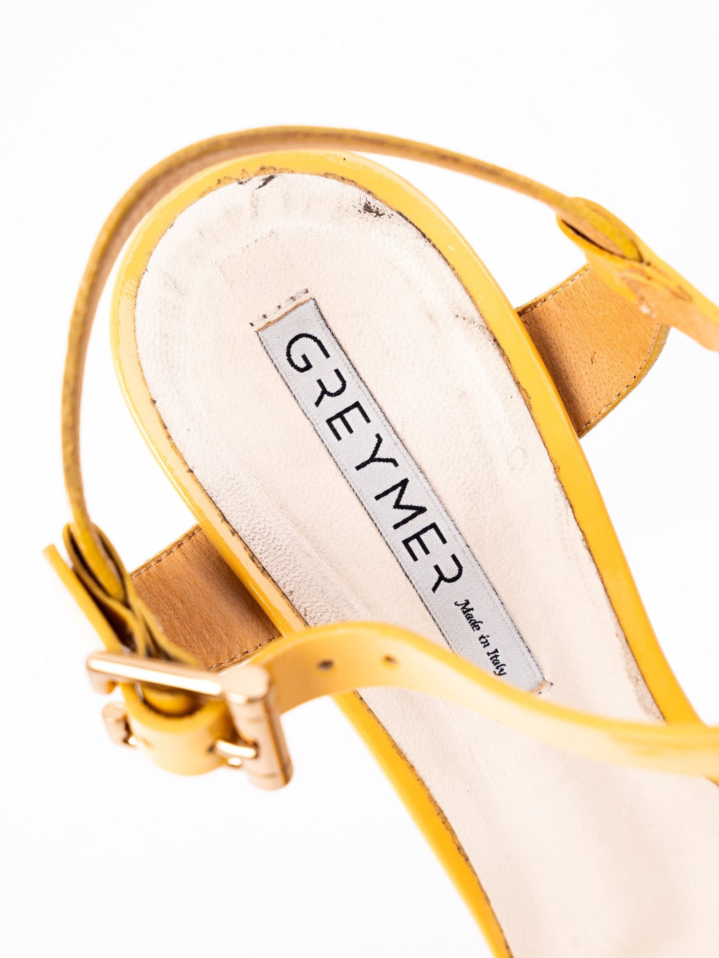 greymer yellow leather high-heeled platform sandals size 36