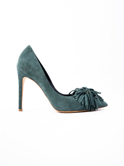 Excellent R&Renzi Green Leather High-Heeled Pumps Size 36.5