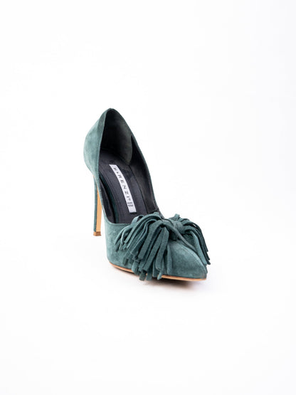 Excellent R&Renzi Green Leather High-Heeled Pumps Size 36.5
