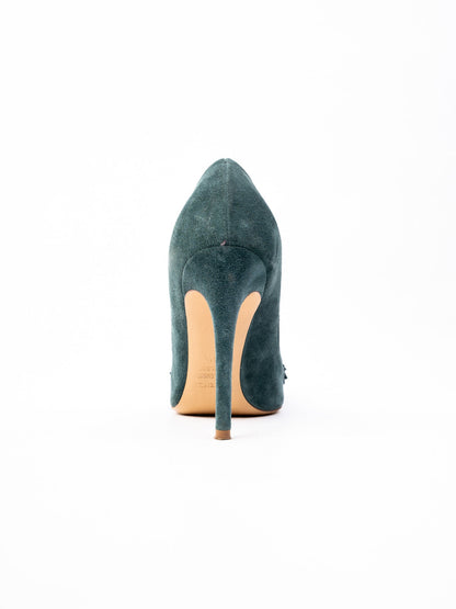 Excellent R&Renzi Green Leather High-Heeled Pumps Size 36.5