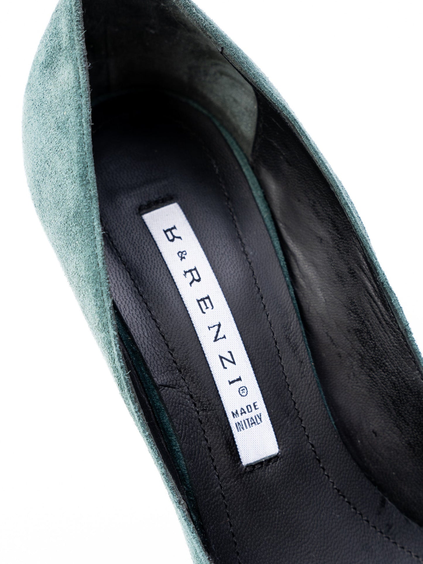excellent r&renzi green leather high-heeled pumps size 36.5