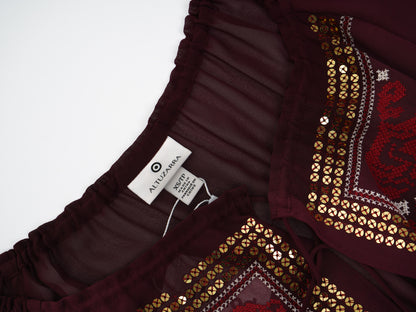 Altuzarra Red Cotton Blouse XS Excellent Condition with Embroidery