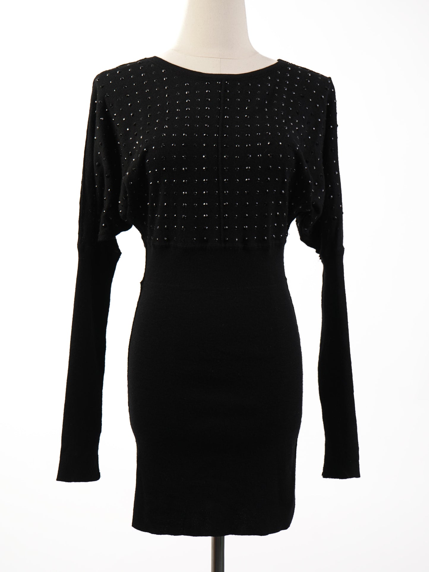 excellent faith black wool dress with decorative elements size s