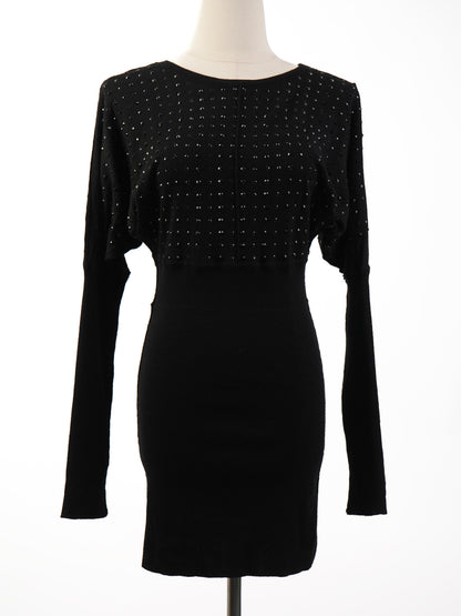 Excellent Faith Black Wool Dress with Decorative Elements Size S