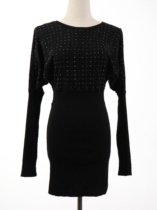 Excellent Faith Black Wool Dress with Decorative Elements Size S