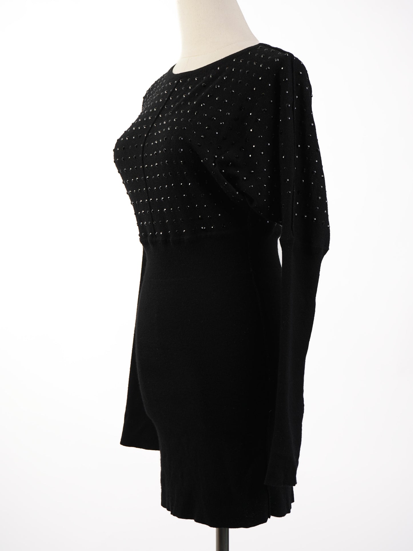 excellent faith black wool dress with decorative elements size s
