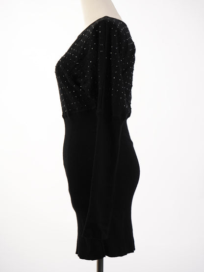 Excellent Faith Black Wool Dress with Decorative Elements Size S