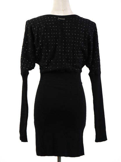 Excellent Faith Black Wool Dress with Decorative Elements Size S
