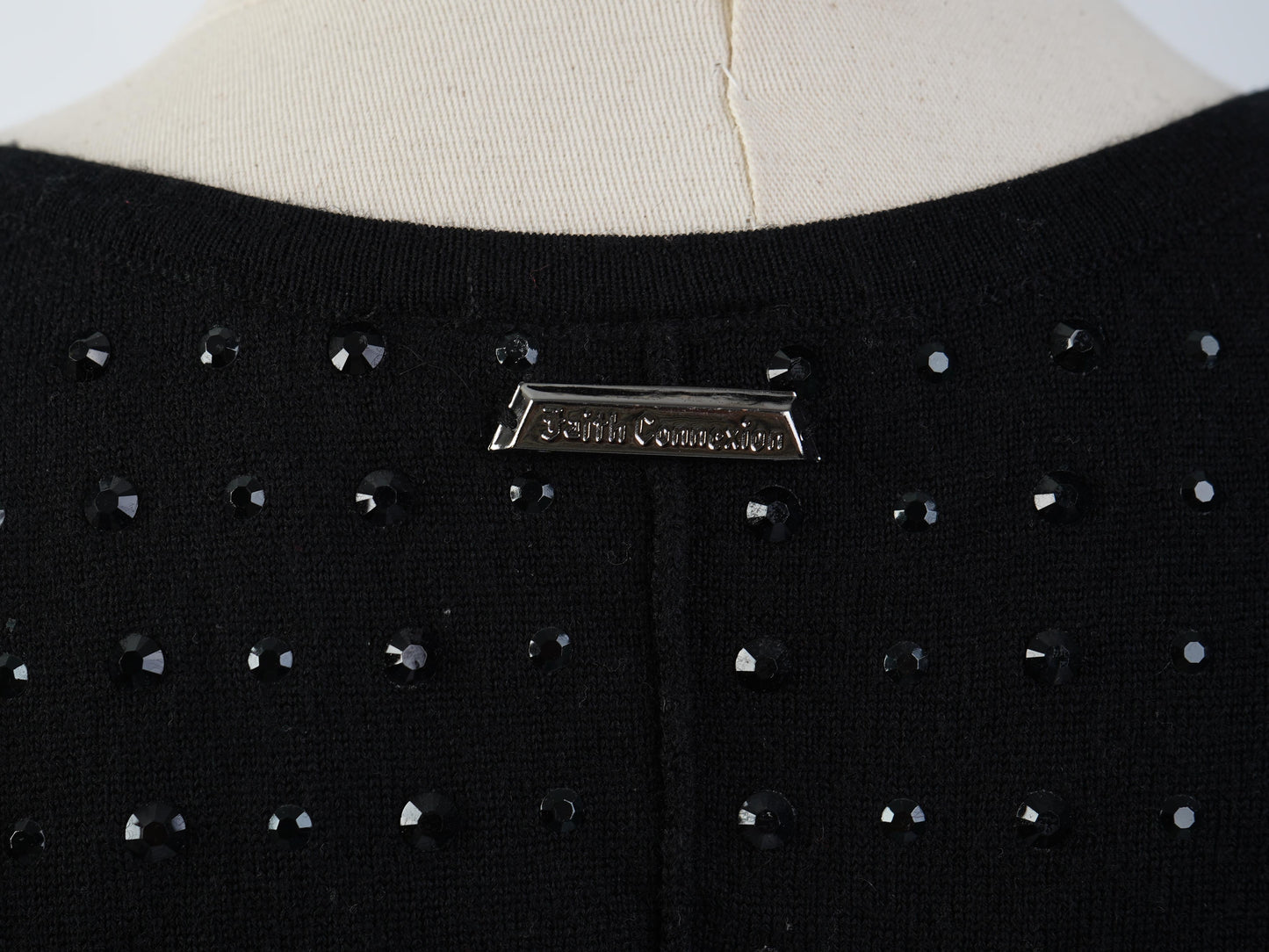 excellent faith black wool dress with decorative elements size s