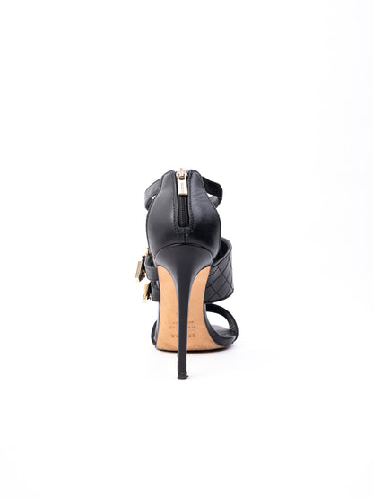 Excellent Gianmarco Lorenzi Black Leather High Heel Sandals Size 36.5