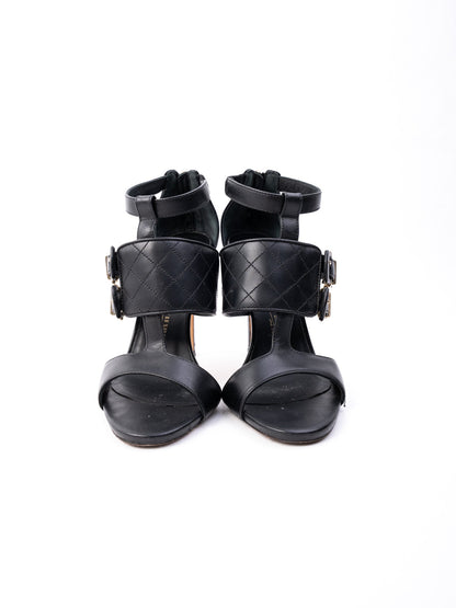 Excellent Gianmarco Lorenzi Black Leather High Heel Sandals Size 36.5