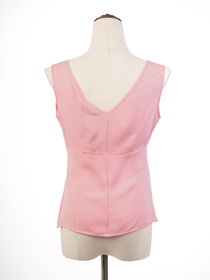 NEW Valentino Pink Sleeveless Blouse V-Neck Size M