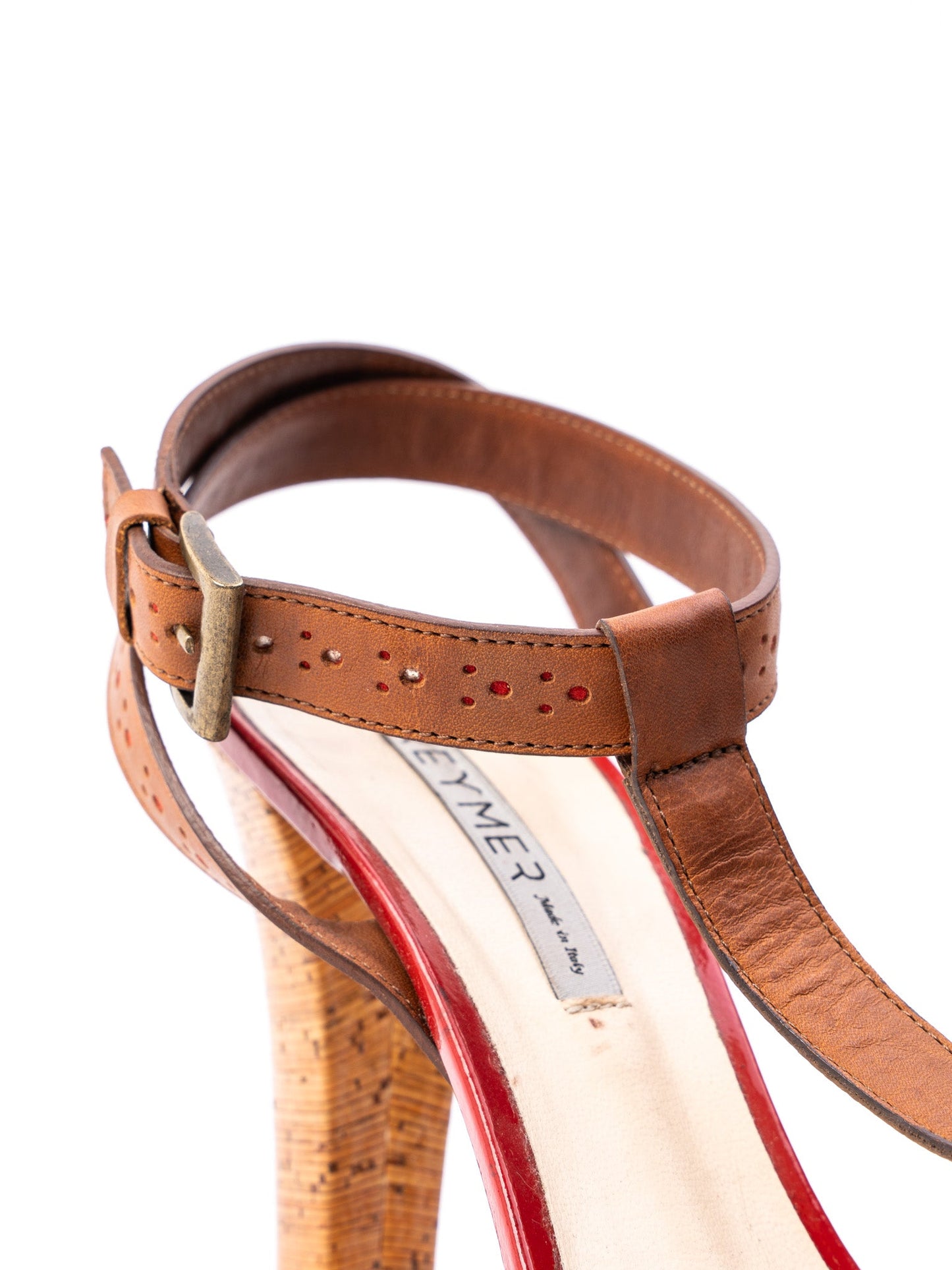 excellent greymer high-heeled sandals leather size 37 red brown