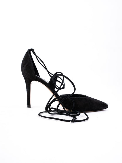Fabio Rusconi Black Leather High-Heeled Shoes Size 35 Excellent