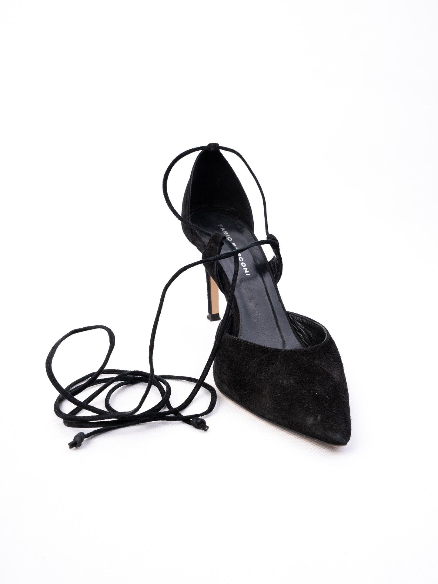 fabio rusconi black leather high-heeled shoes size 35 excellent