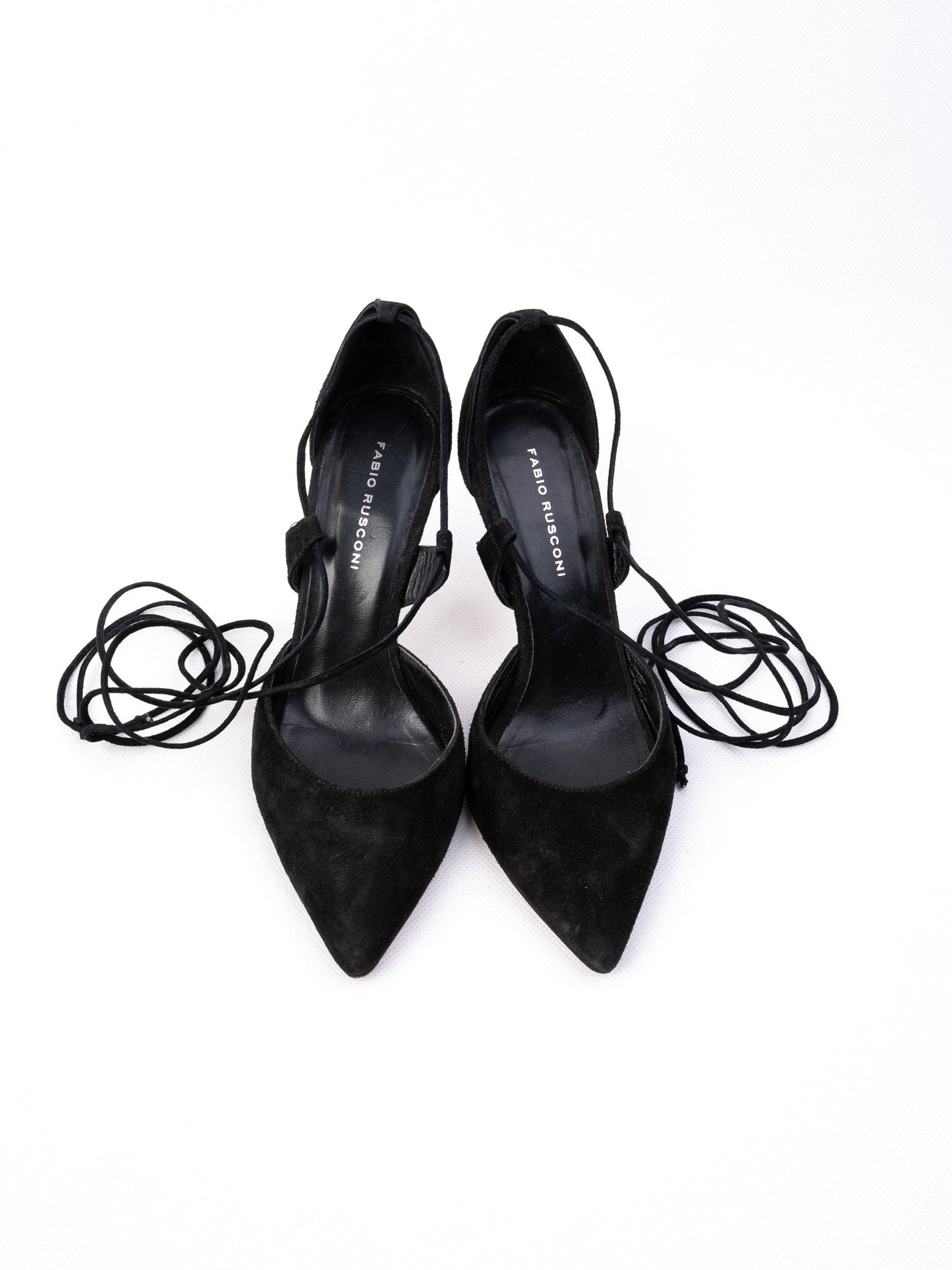 fabio rusconi black leather high-heeled shoes size 35 excellent