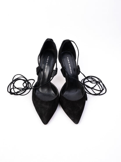 Fabio Rusconi Black Leather High-Heeled Shoes Size 35 Excellent