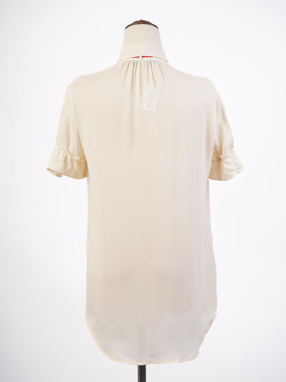 Excellent Dsquared2 Women's Yellow Cotton Blouse with Red Necktie M