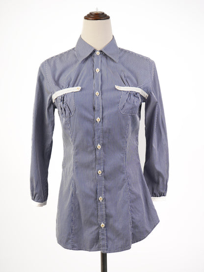 Dsquared2 Women's Blue Pinstripe Button-Down Shirt Size S