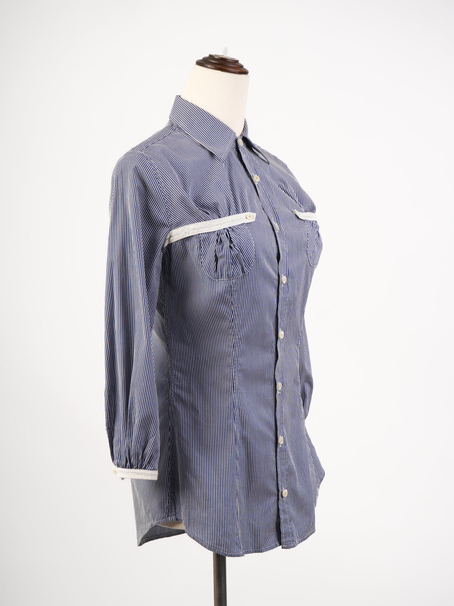 dsquared2 women's blue pinstripe button-down shirt size s