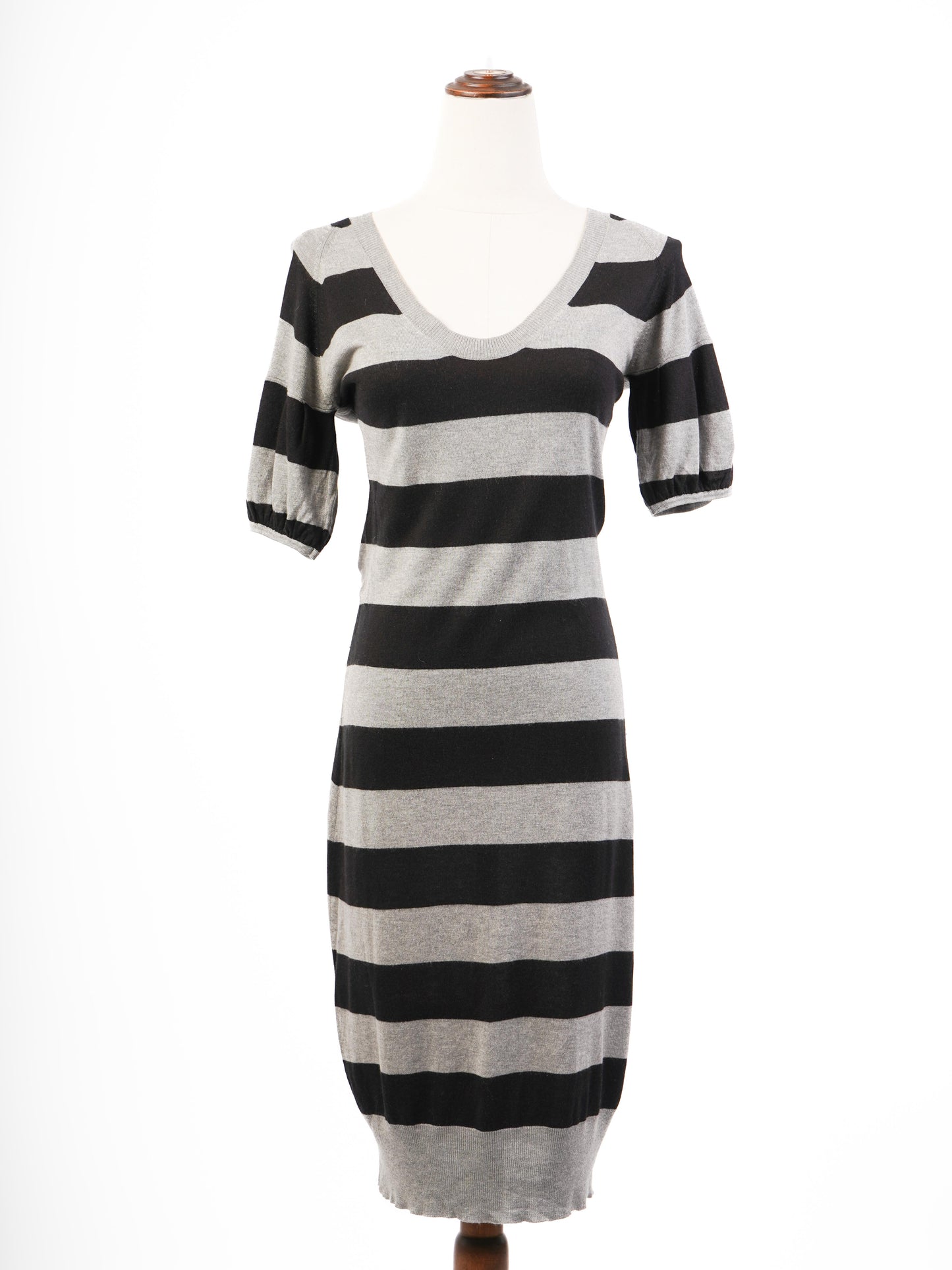 excellent weekend maxmara black gray striped dress size s