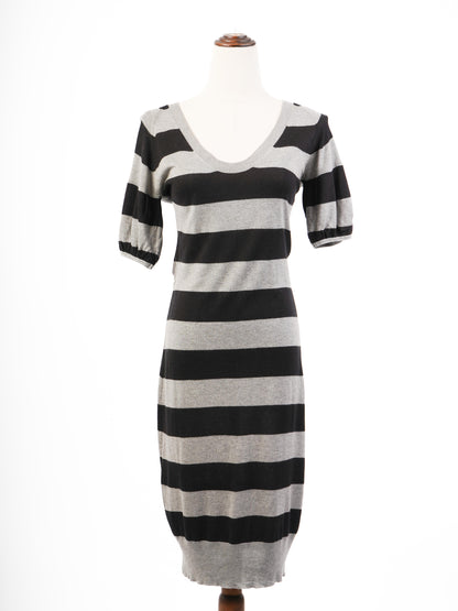 Excellent Weekend MaxMara Black Gray Striped Dress Size S