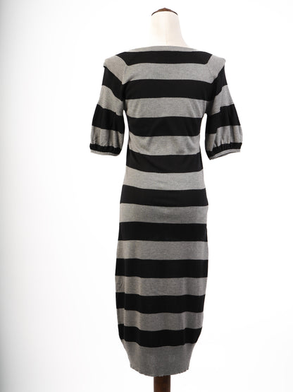 Excellent Weekend MaxMara Black Gray Striped Dress Size S