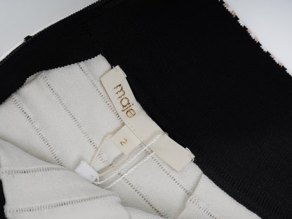 NEW Maje Short Skirt White Black Geometric Patterns Cotton Women