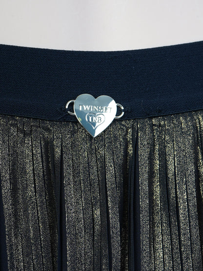 Excellent TWINSET Black & Gold Pleated Skirt Size XS Polyester