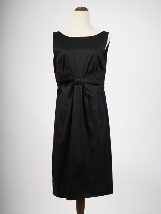 Excellent Moschino Black Nylon Sleeveless Dress Size L with Bow