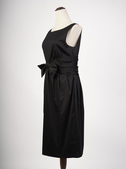 Excellent Moschino Black Nylon Sleeveless Dress Size L with Bow